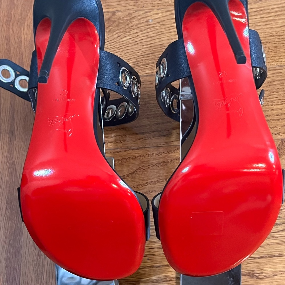 Christian Louboutin Black Heels with Silver Accents - Picture 3 of 7